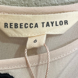 Rebecca Taylor Blush Pink Black Lace Top Size 6 NEW $275