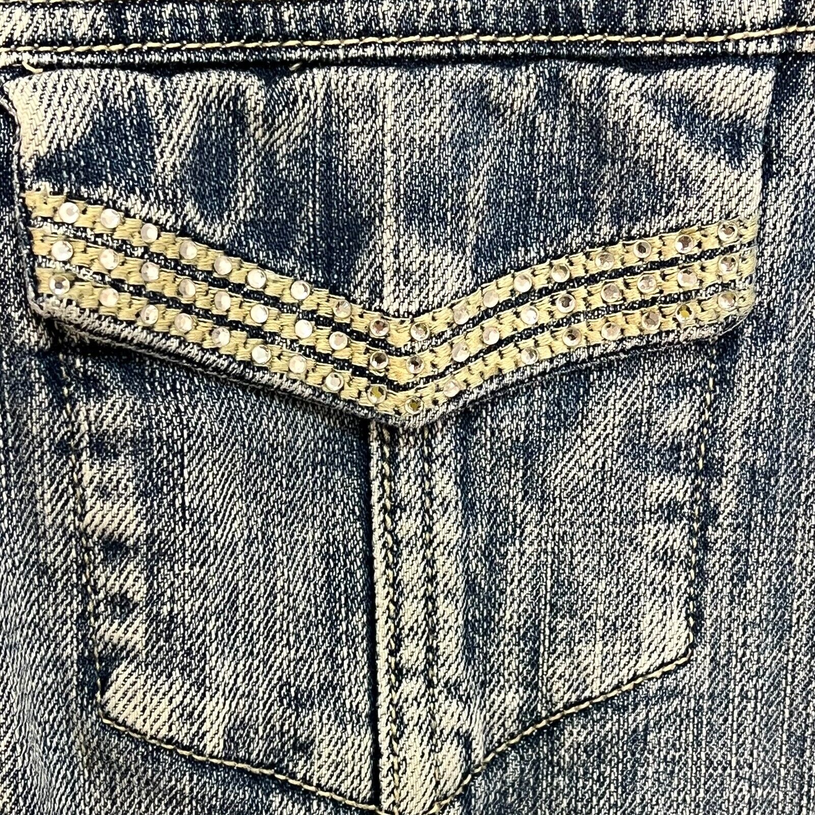 Chico's Platinum Ruffled Denim Jacket with Bead Pockets Size Large (2)