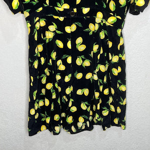 MICHAEL KORS COLLECTION Gathered Lemon Print Silk Crepe De Chine Playsuit Size 6