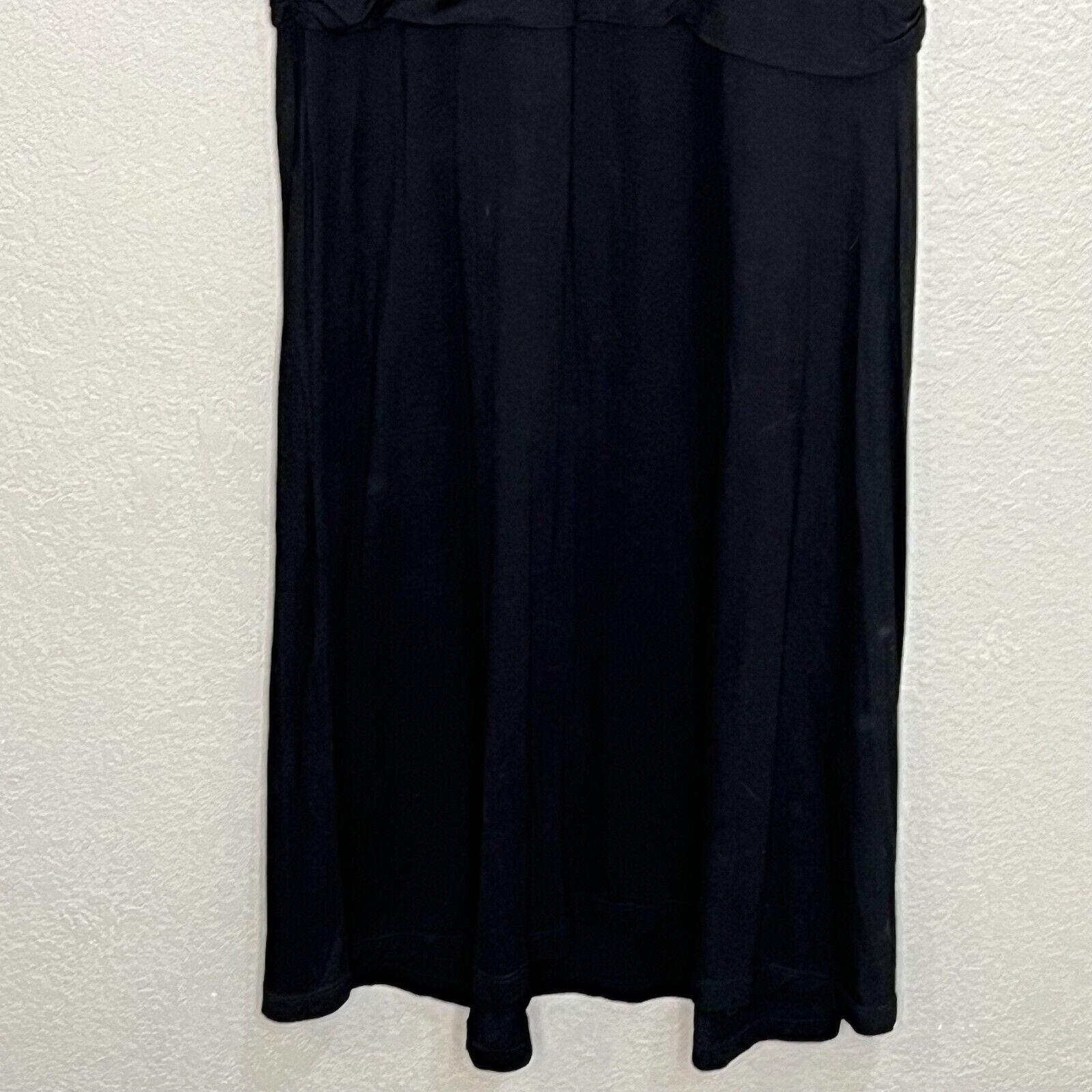 James Perse Black Tencel Jersey V Neck Midi Dress Size Large (3)
