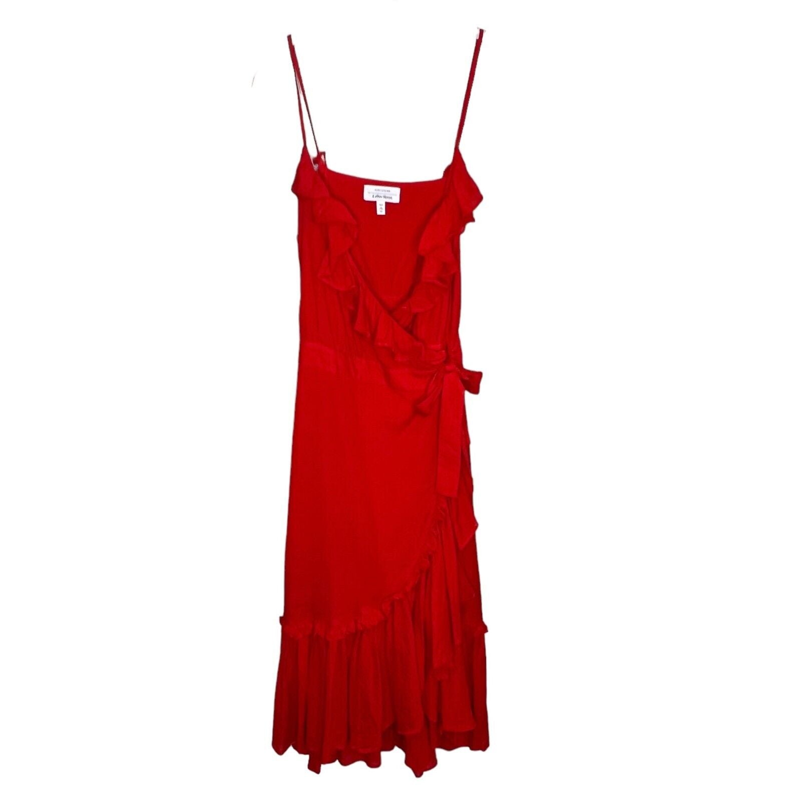 & Other Stories Red Ruffle Wrap Dress Size Size 8