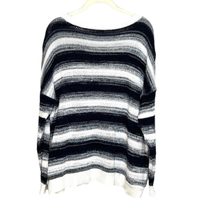 Vince Blue White Ombre Stripe Pullover Crewneck Sweater 100% Cotton Size Large