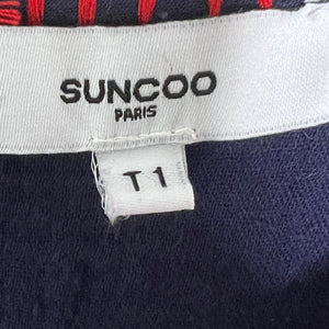 Suncoo Paris Cachou Embroidered Navy Blue Mini Dress Small