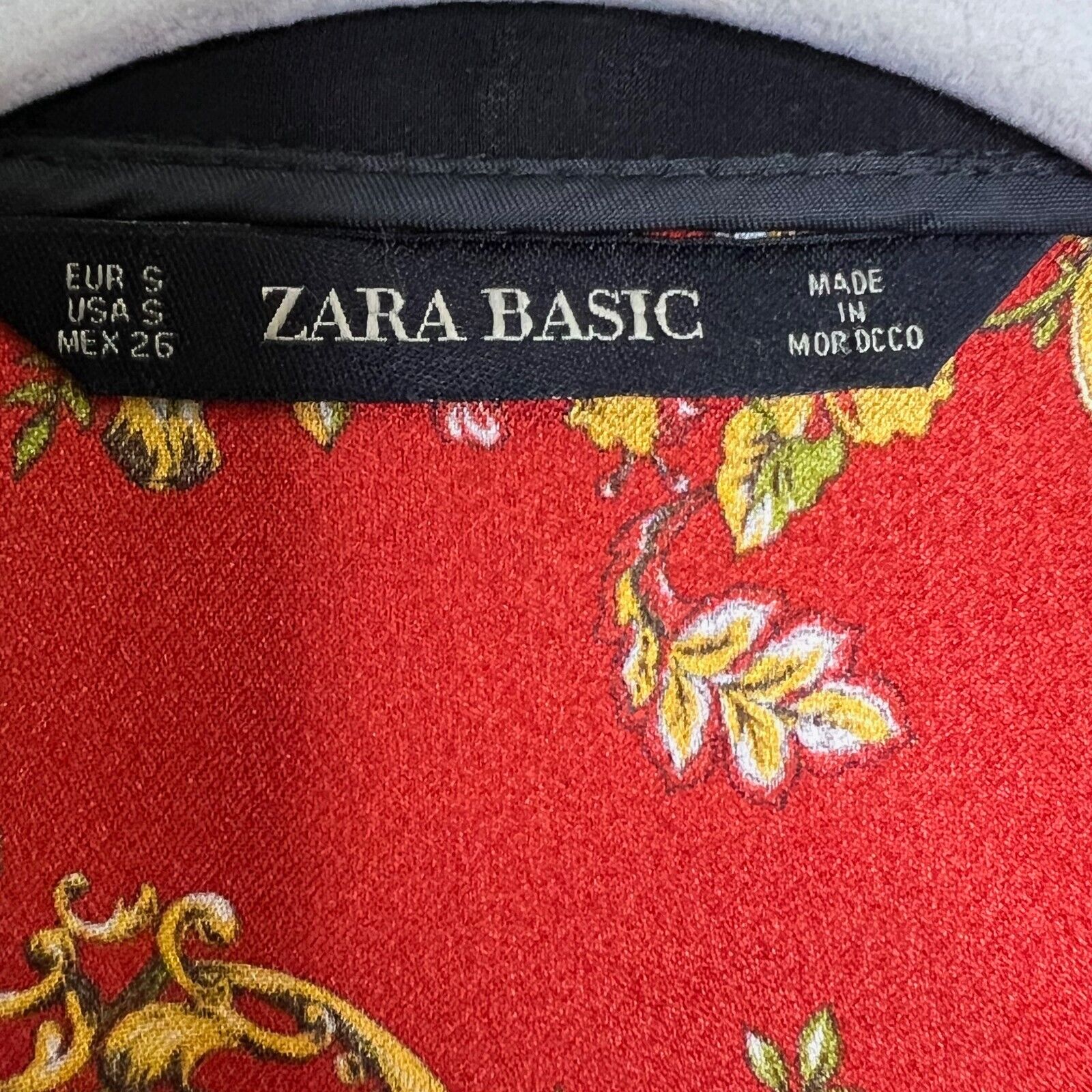 Zara Floral Scarf Print Flowy Faux Wrap Front Dress Size Small