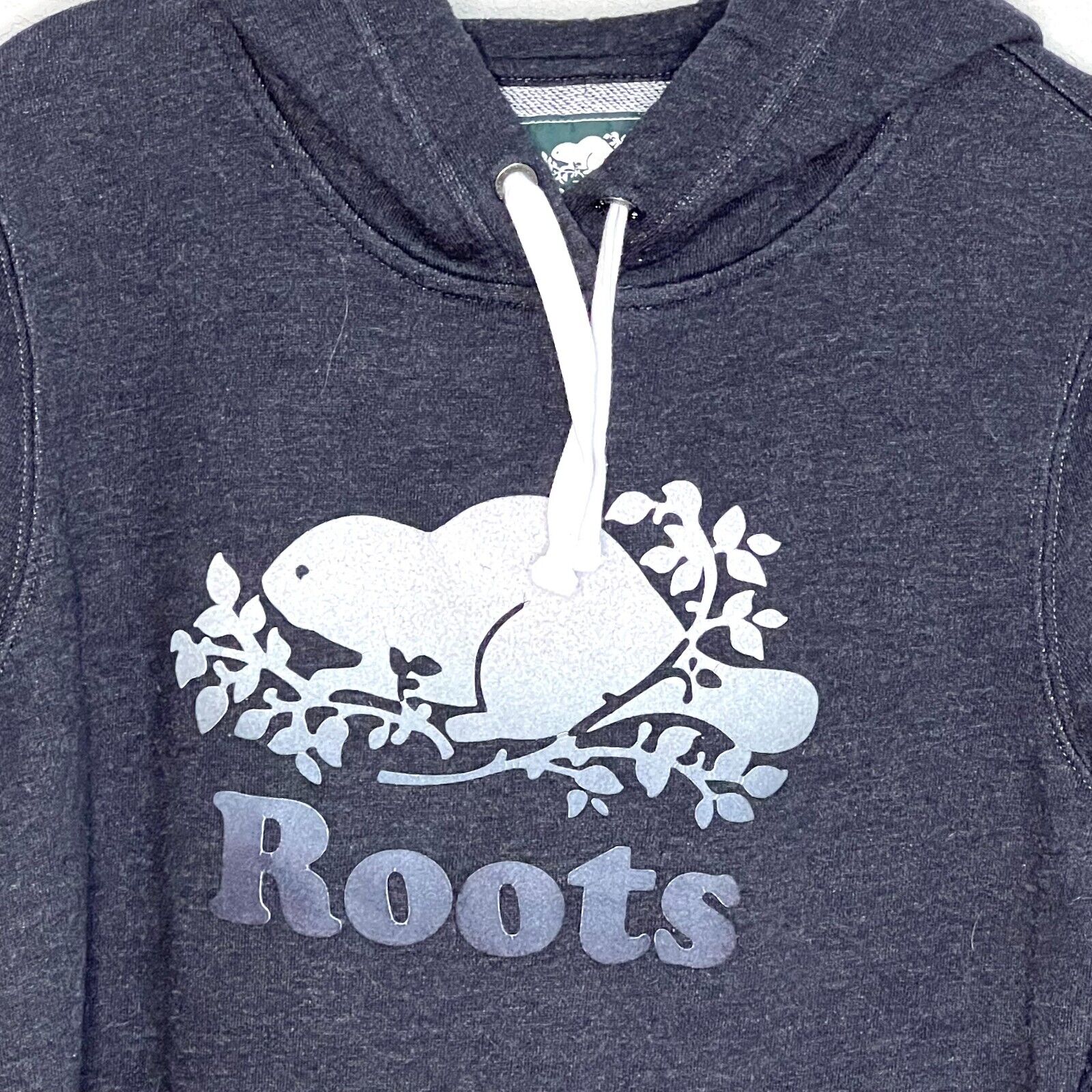 Roots Women's Black Beaver Sweatshirt Kanga Hoodie Pullover Top  Size Medium