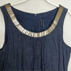 Stella Carakasi Blue Crinkle Dress Metal Accents Small