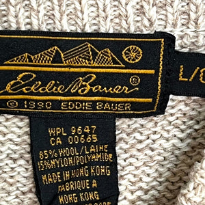 Eddie Bauer Vintage Floral Wreath Crewneck Wool Blend Sweater Size Large
