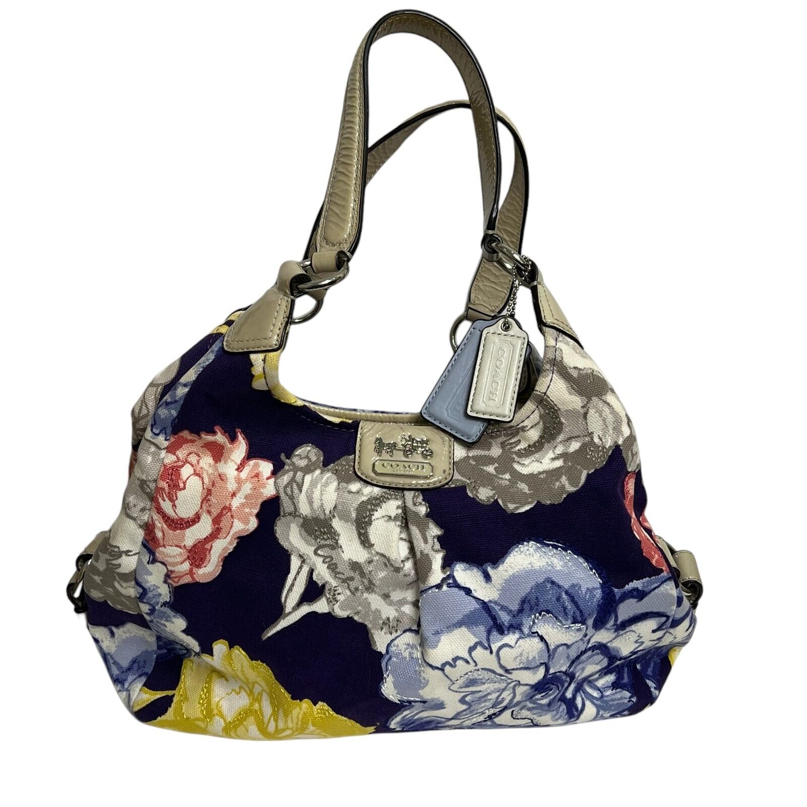Coach Madison Maggie Navy Multi Floral Handbag Shoulder Bag Purse