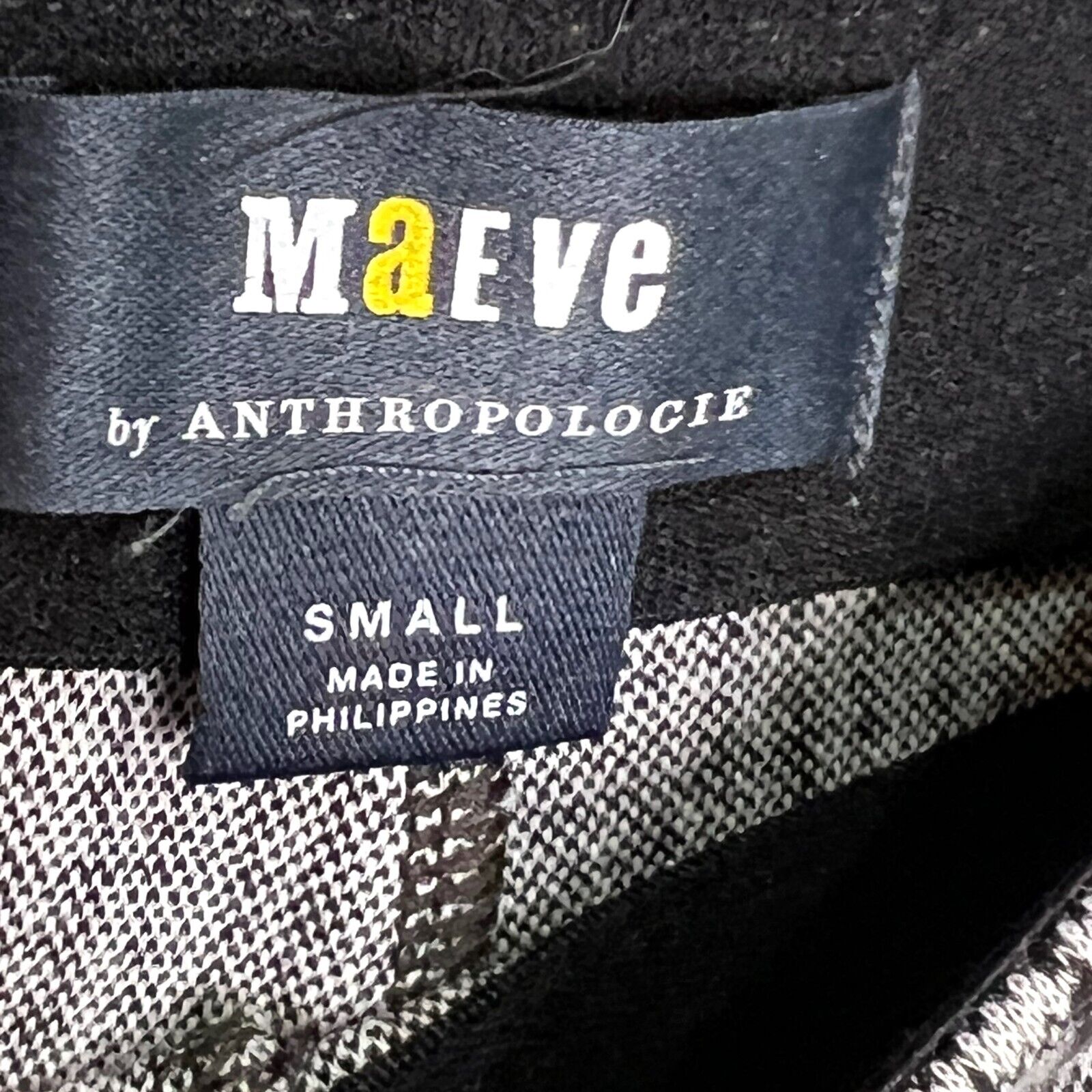 Anthropologie Maeve Black White Plaid Bootcut Flared Leg Knit Pants Size Small