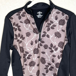 Hot Chilly's Black Floral Zip Pullover Size Small