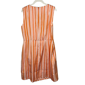 Julie Brown New York Orange White Lined Sleeveless Dress Pockets Size 10