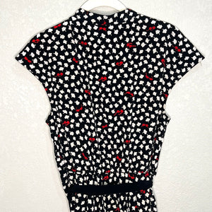 Anthropologie Maeve Odelia Black, Red, & White Sunglasses Print Dress Size Small