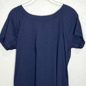 THEORY Linen Blend Caliver Navy Blue Lace Back Raglan Dress $275 Size 6