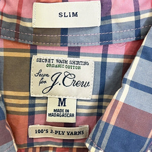 J. Crew Men's Slim Fit Plaid Stretch Secret Wash Button Down Shirt Size Medium