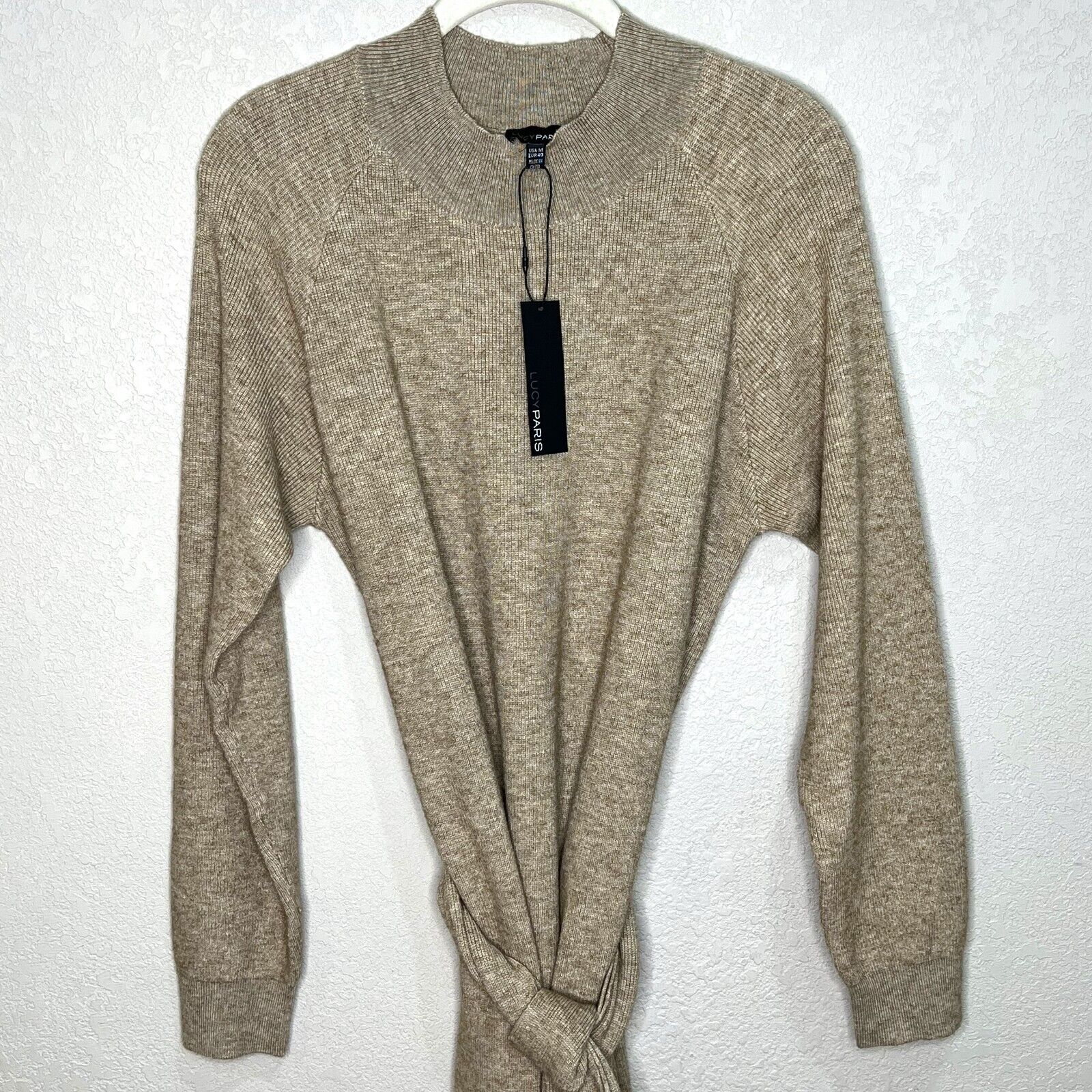 New Lucy Paris Tan Indria Sweater Dress Size Medium