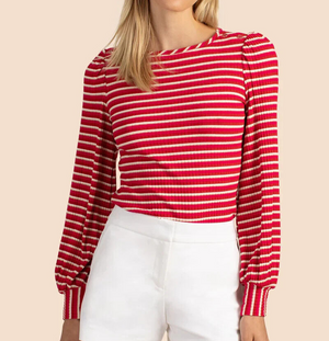Trina Turk Striped Saltaire Top in Roja Multi Size Large NEW $298