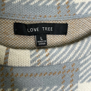 Love Tree Grey Blue Plaid Sweater Skirt Set Size Large