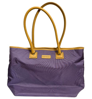 Hartmann Nylon Purple Tote Shoulder Bag Leather Trim Handles Travel