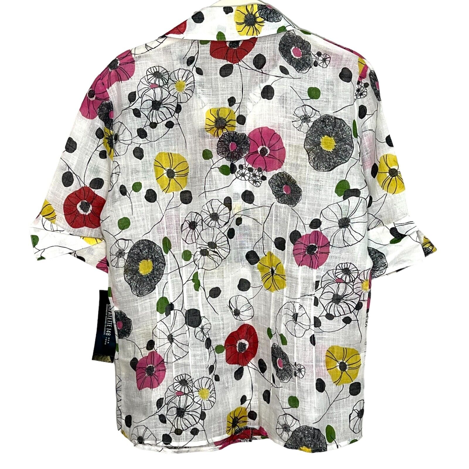 Lafayette 148 NY Multicolor Floral Linen Short Sleeve Shirt Size 6 NEW $328
