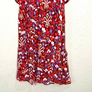 Anthropologie Robin Tiered Red Whimsical Cat Mini Dress Size Small