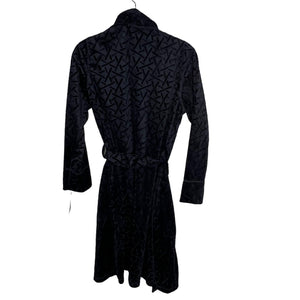 Natori Women Black Trance Textured Velour Black Robe XS NEW $120