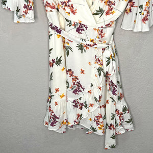 Lost + Wander Regins Ivory Floral Mini Dress w Belt Size Small