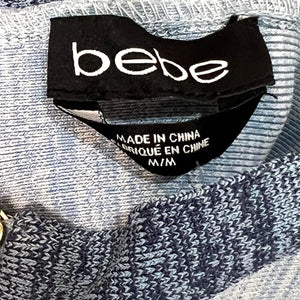 bebe Blue Mock Denim Bandage Two-Piece Top and Mini Skirt Set Size Medium NEW
