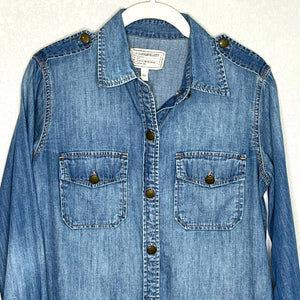 CURRENT/ELLIOTT Women's Blue Chambray The Perfect Shirt in Miner XS