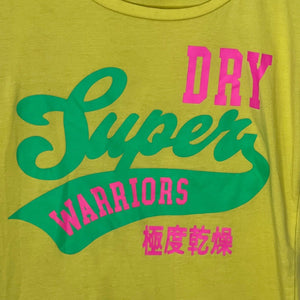 Superdry Yellow Pink Green Warrior Tee T-Shirt Womens Size Small