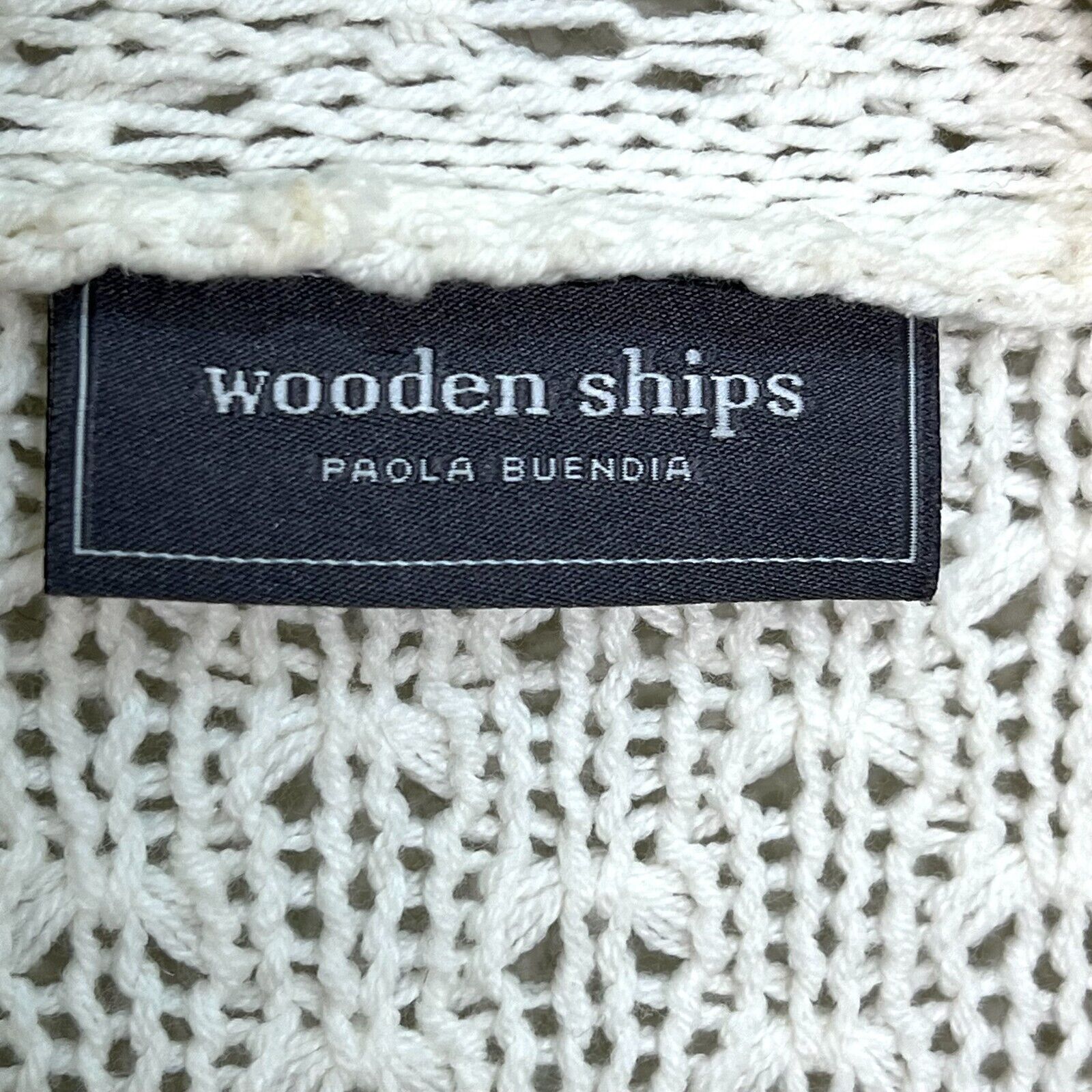 Wooden Ships Ivory Cream Open Knit Cardigan Size Small - Medium