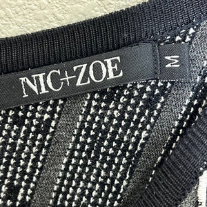 Nic + Zoe Black White Sleeveless Knit Sweater Dress Size Medium