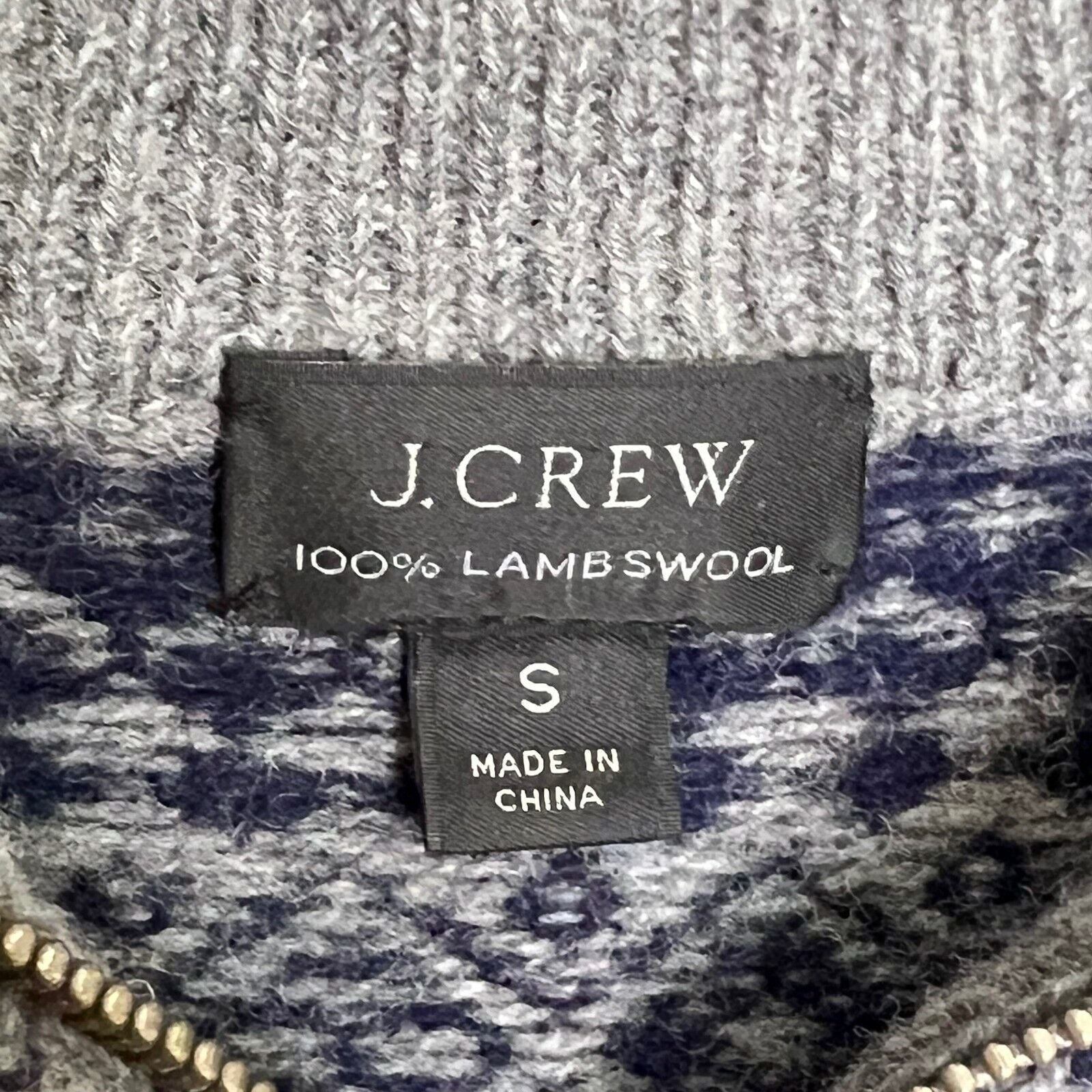 J. Crew Mens Fair Isle Lambswool Half-Zip Sweater Size Small