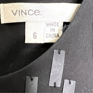 Vince Black Sleeveless Cotton Shift Sheath Sequin Dress Size Small