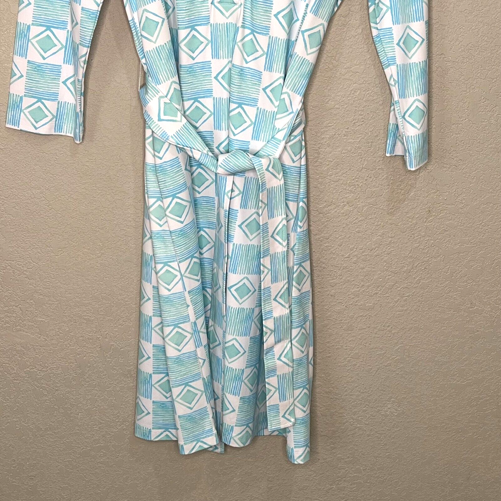 J. McLaughlin Blue White Trellis Tile Calla Dress Size Medium NEW $228