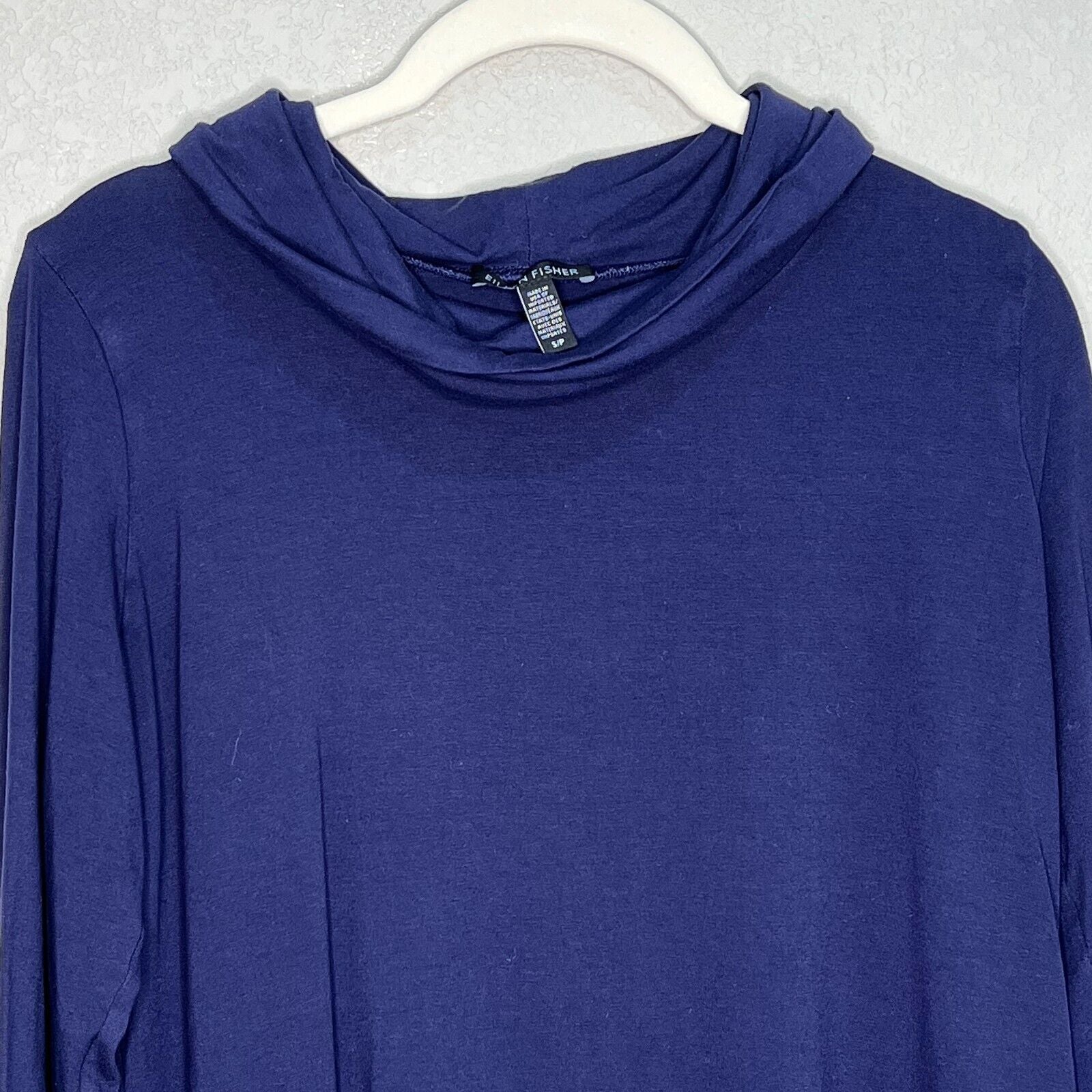 Eileen Fisher Blue Jersey Turtleneck Tunic Top Small