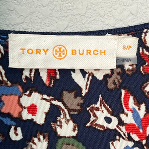 Tory Burch Multicolor Floral Split Neck Long Sleeve Shift Dress Size Small