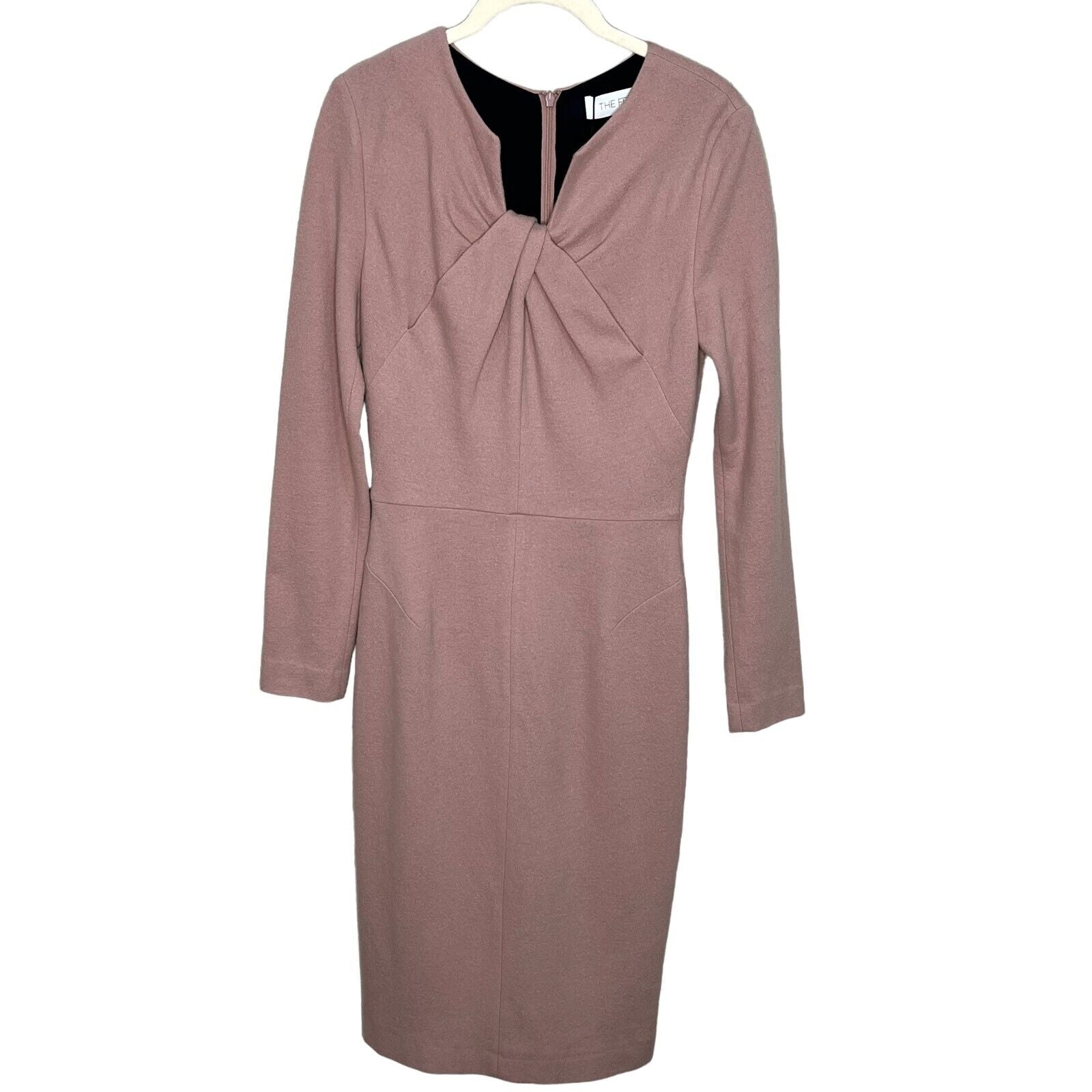The Fold Oyster Pink Long Sleeve Waverly Sheath Dress Approx US Size 4 UK 8 NEW