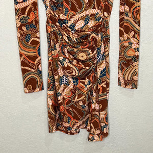 A.L.C. Maryn Silk Draped Mini Dress Round Neck Long Sleeve Size Small NEW $425