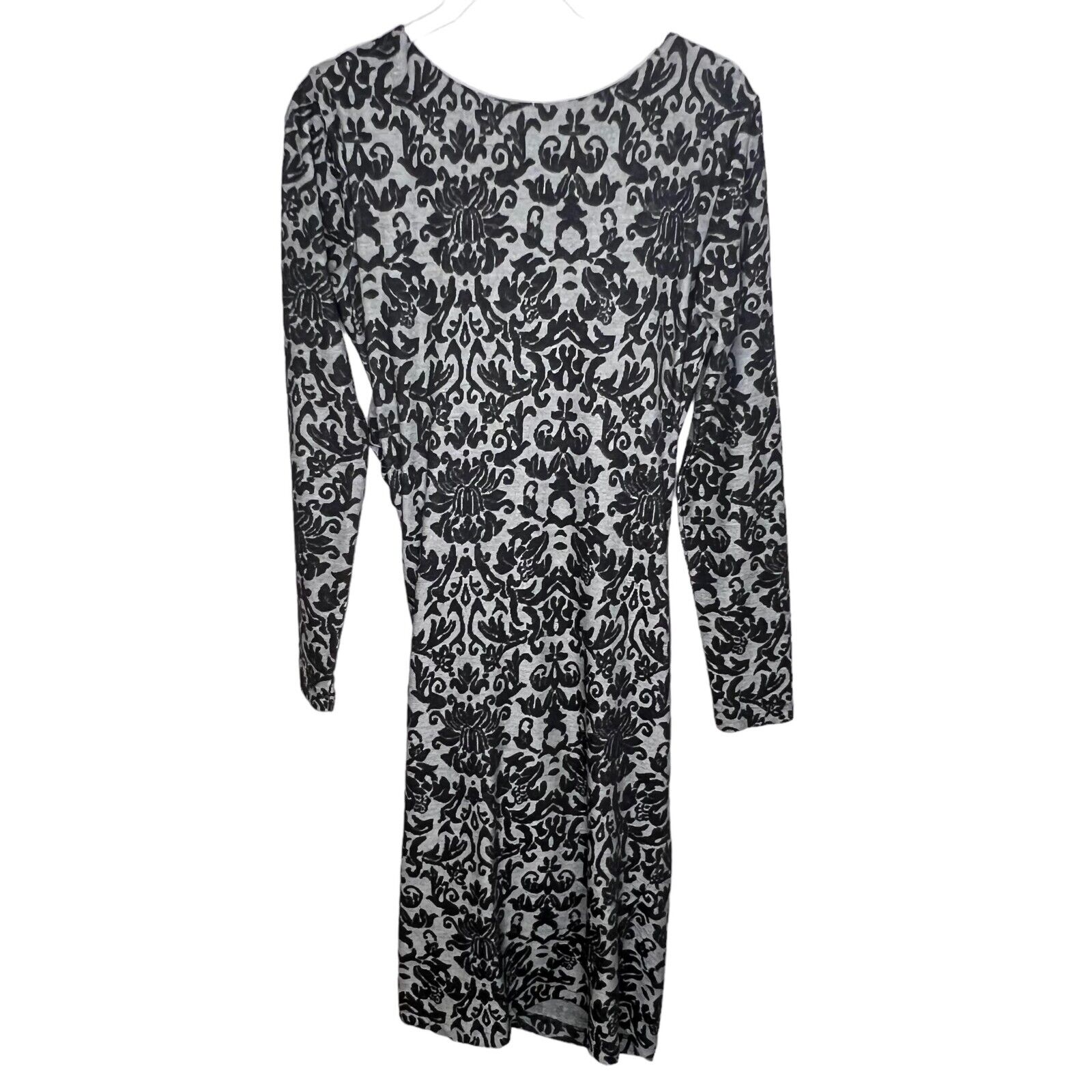 Anthropologie Ganni Black Lace Print Monica Bodycon Ruched Side Dress SizeMedium