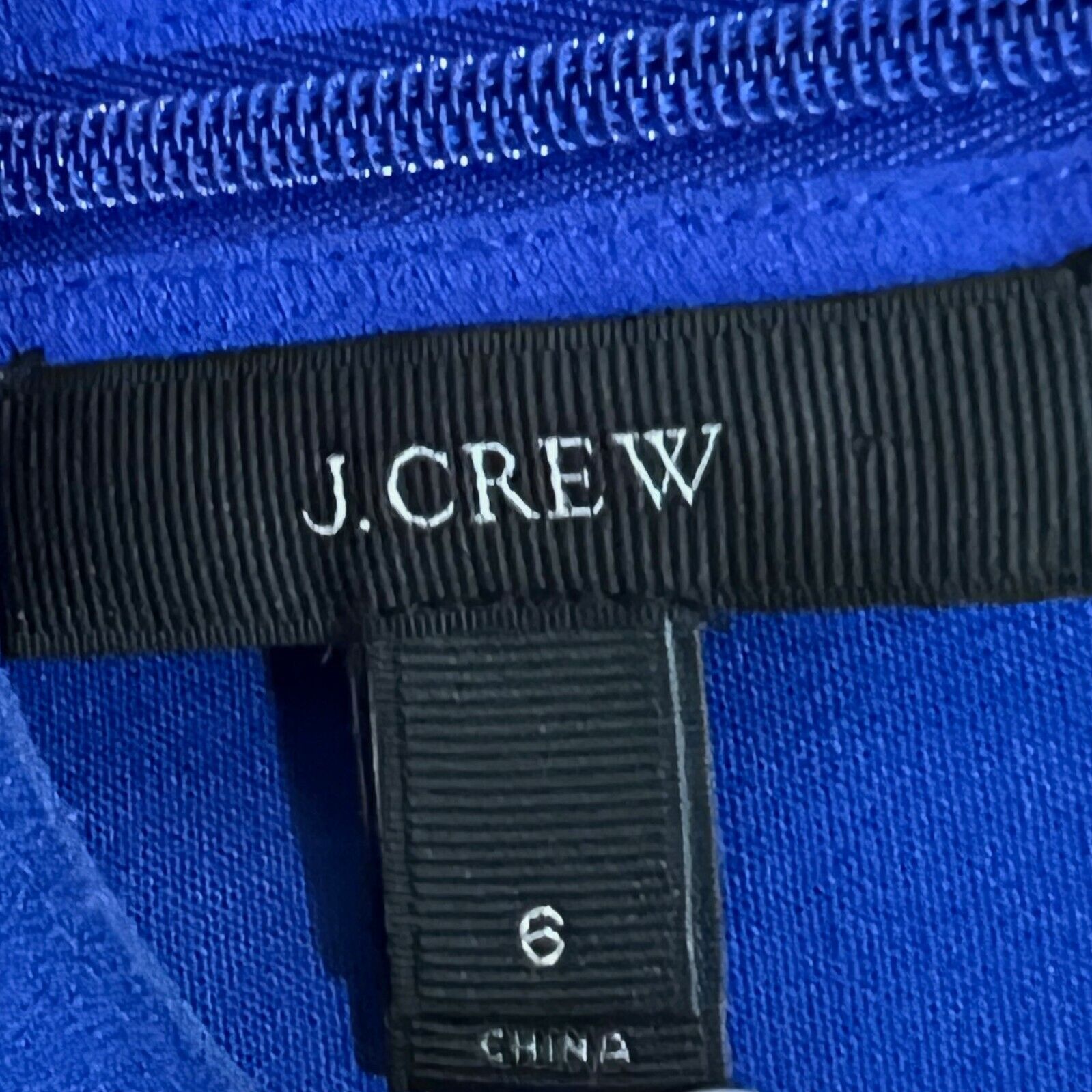 J. Crew Cobalt Blue Scalloped Sleeveless Round Neck Back-Zip Shift Dress Size 6