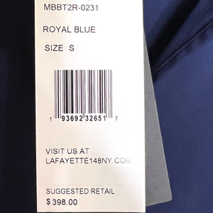 Lafayette 148 Navy Blue Stretch Cotton Blend Popover Shirt Size Small