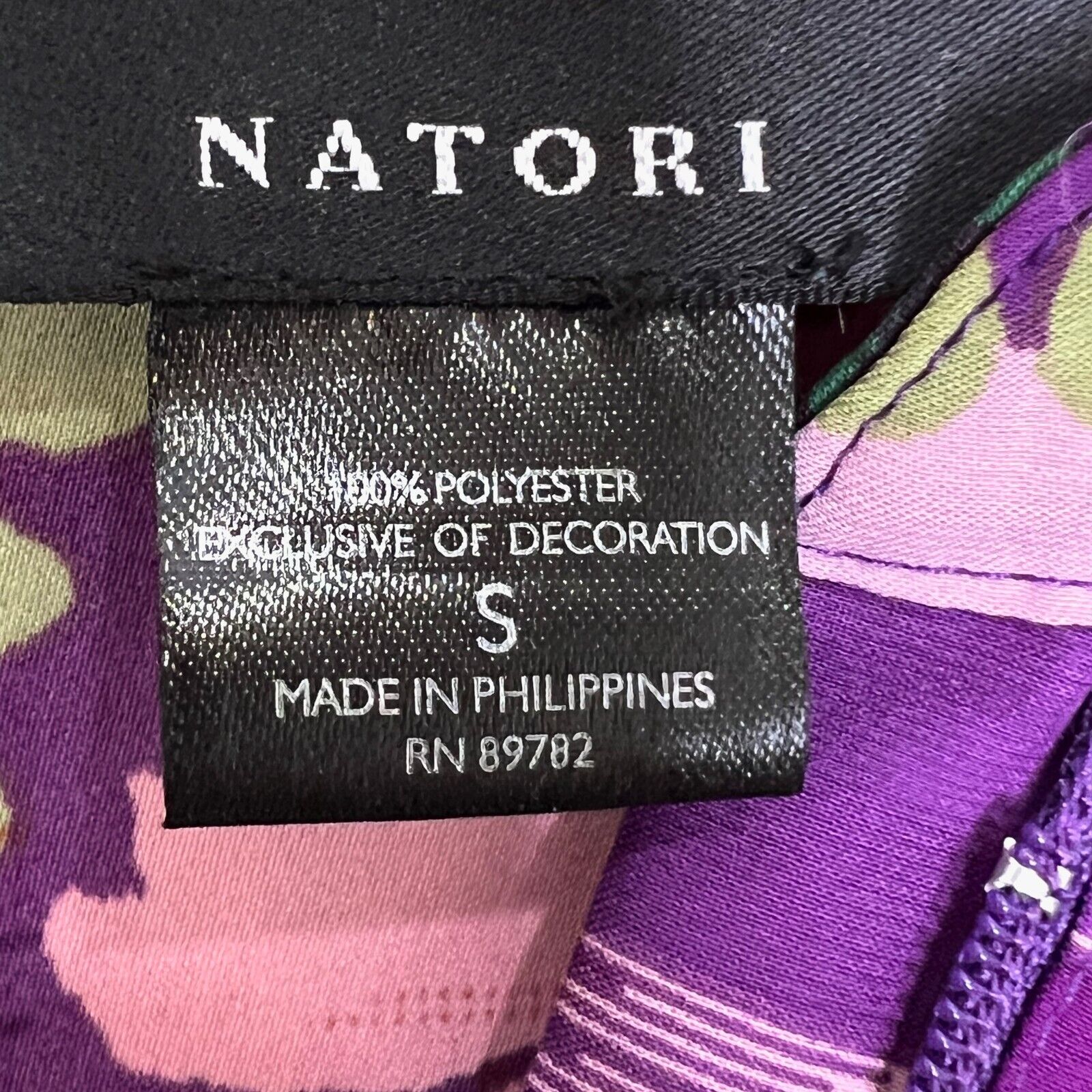 Natori Purple Pink Floral Zip Caftan Size Small