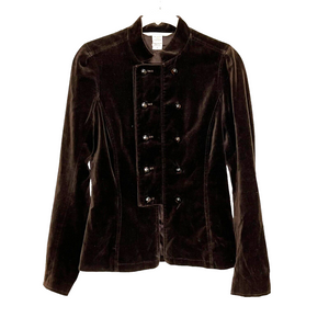 DVF Diane Von Furstenberg Brown Velvet Wheaton Double Breasted Jacket Size 4