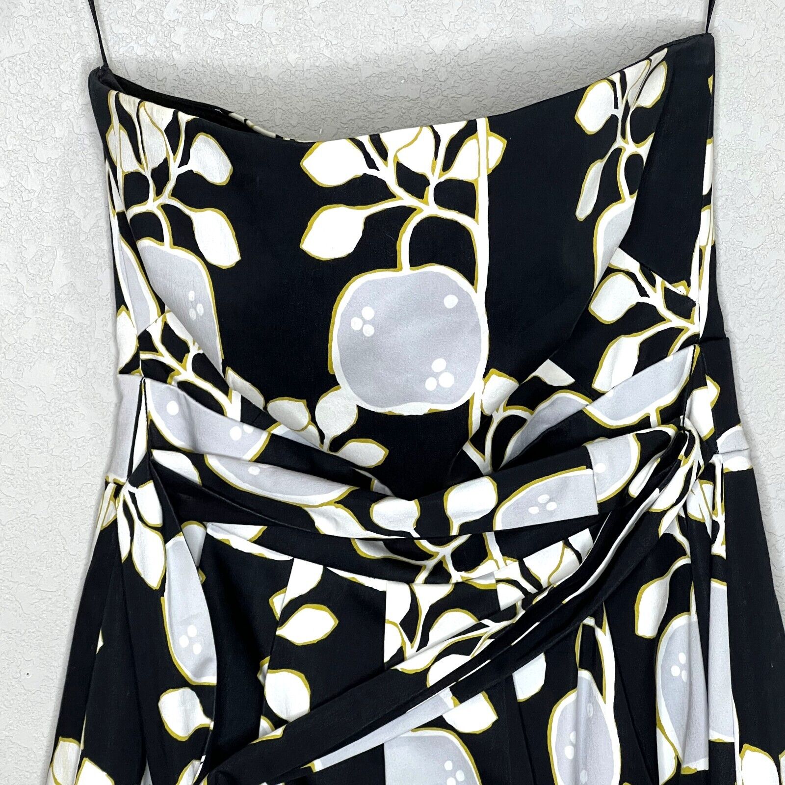 Lisa Ho Grey Black Floral Strapless Dress Belt XS