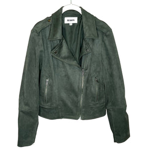 BB DAKOTA Not Your Baby Faux Suede Moto Jacket In Surplus Green Size Medium