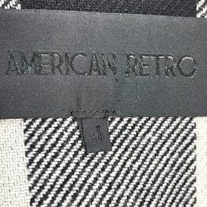 American Retro Black White Buffalo Checky Wool Plaid Moto Jacket Size 4 (36)