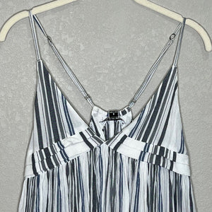 O'NEILL Saltwater Solids Blue White Stripe V-Neck Swim Cover Up Dress Size Small