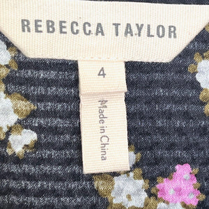 Rebecca Taylor Silk Floral Peplum Tank Top Black 4