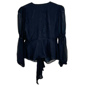 Lovers + Friends Black Tie Front Henry Blouse Size X Small