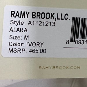 Ramy Brook Ivory Alara Collared Feather Trim Shirt Size Medium NEW $465